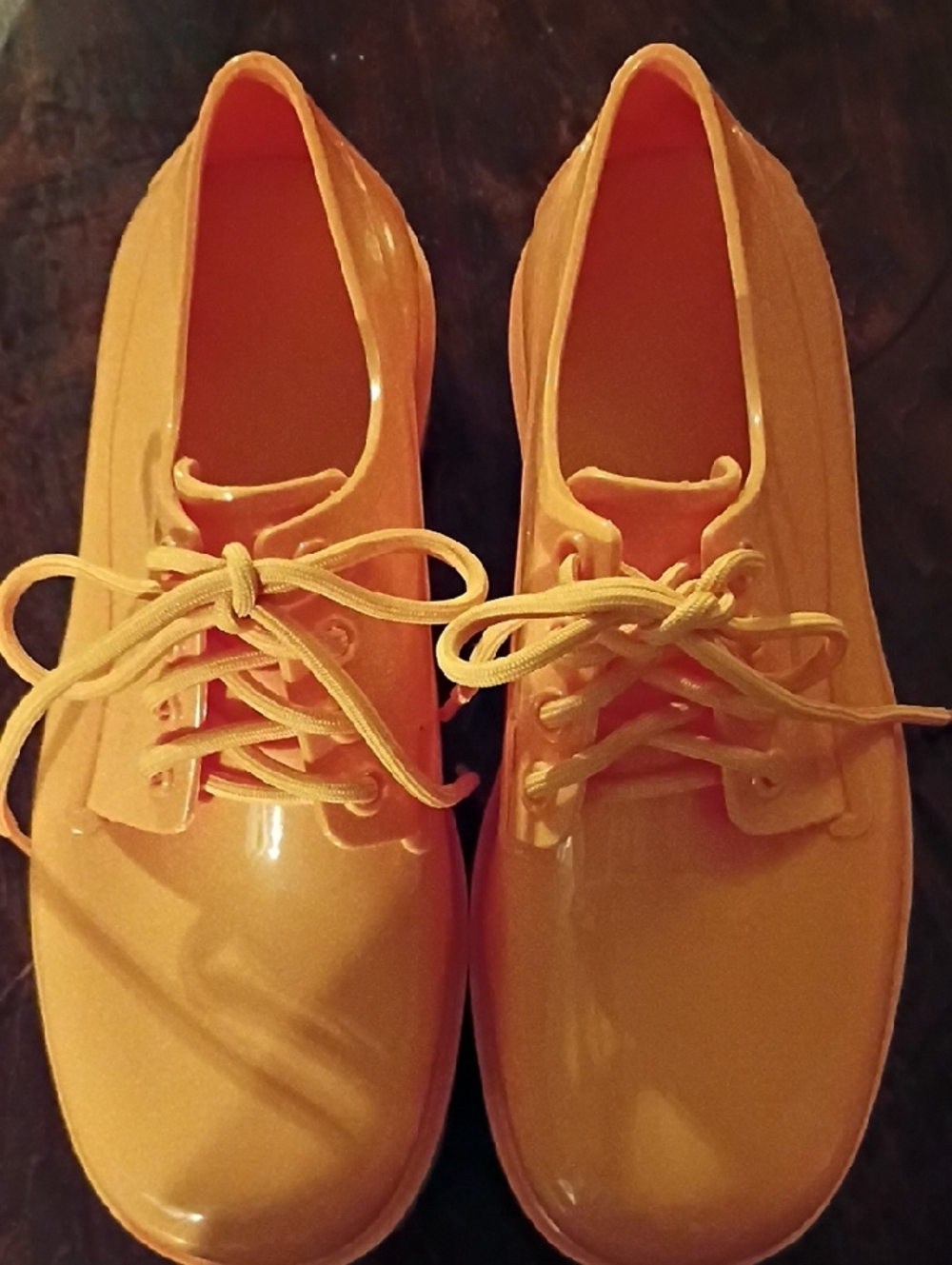 Men's Glossy Yellow/Orange Lace-Up Casual Shoes
